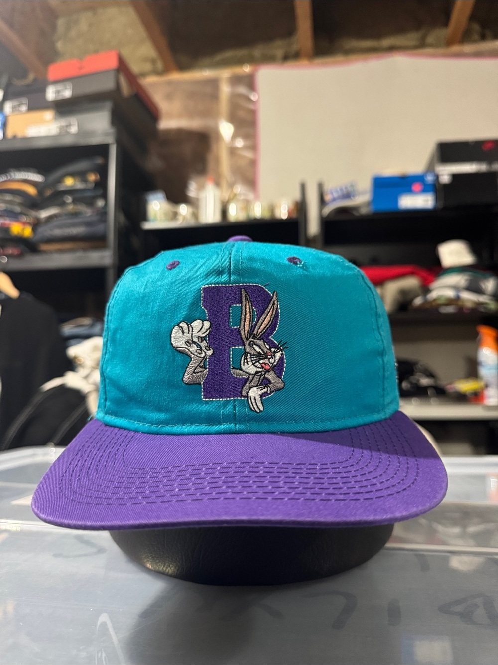 Vintage Bugs Bunny Two-Tone Snapback Hat - Teal & Purple